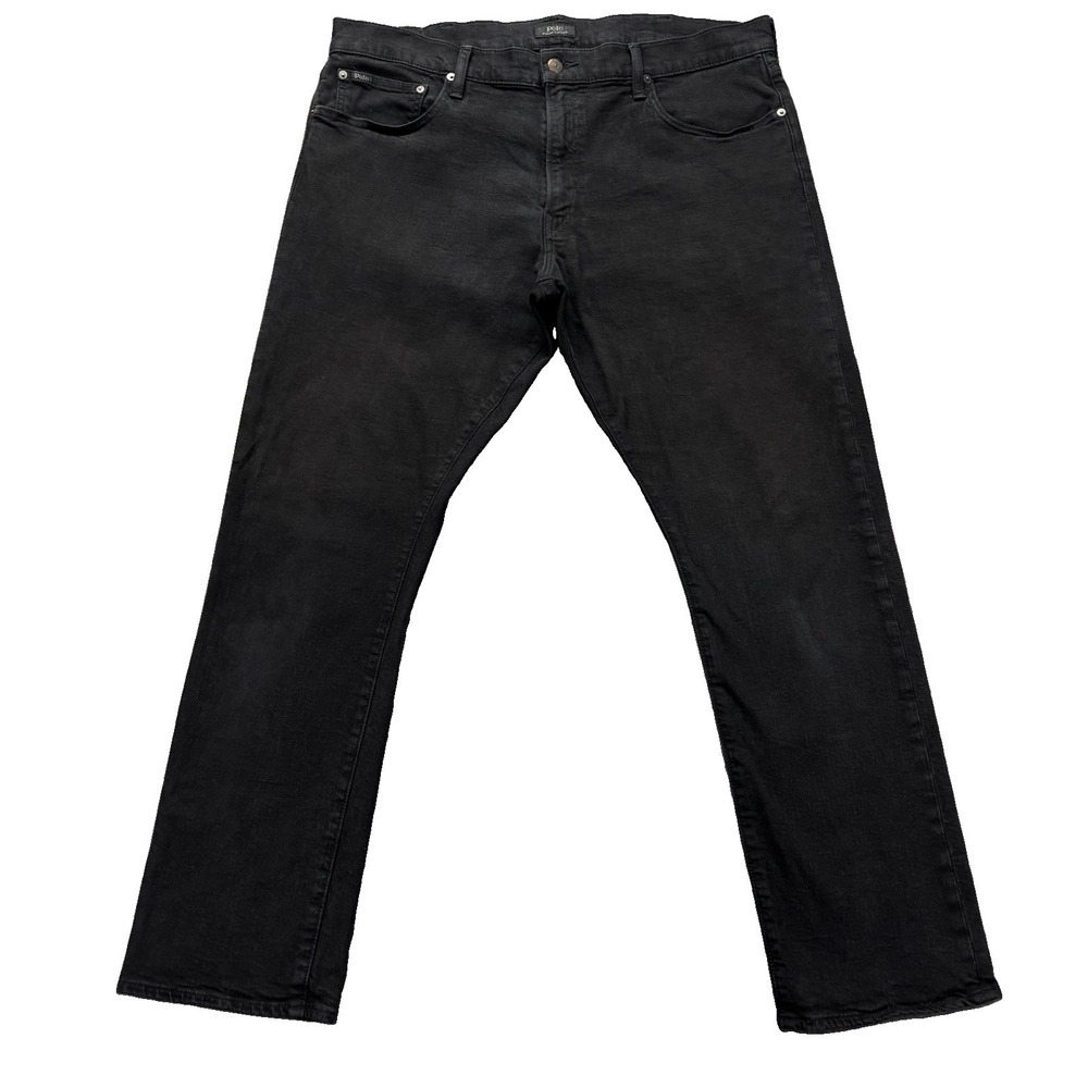 Polo Ralph Lauren Varick Slim Straight Jeans Mens 38x32 Black Stretch Denim